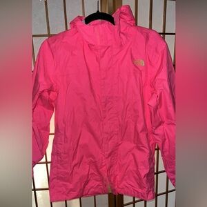 The North Face Vibrant Pink Hooded  Windbreaker Rain Packable Travel Jacket GUC